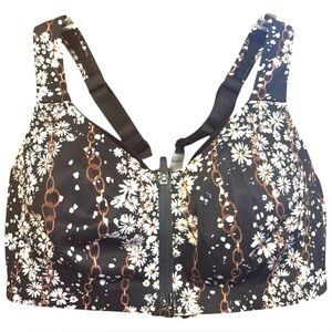 Victoria's Secret Knockout High Impact Sport Bra - Black Floral Chain Size 38DDD